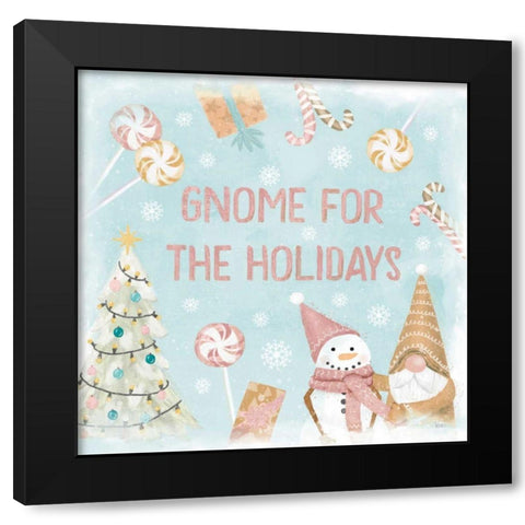 Gnome Sweet Gnome VII Blush Black Modern Wood Framed Art Print with Double Matting by Charron, Veronique