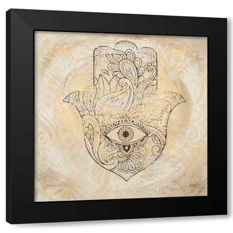 Hamsa Eye Neutral Black Modern Wood Framed Art Print with Double Matting by Day, Kellie