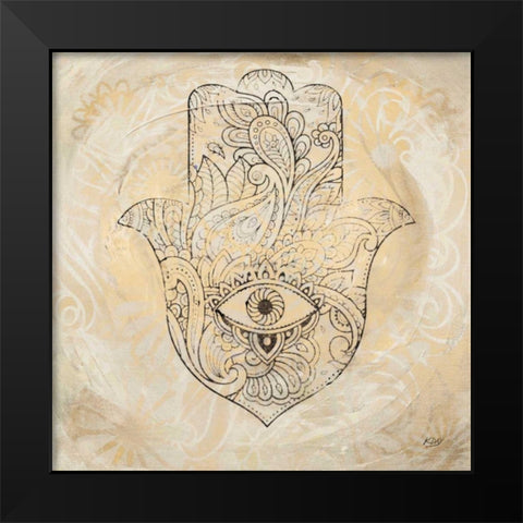 Hamsa Eye Neutral Black Modern Wood Framed Art Print by Day, Kellie