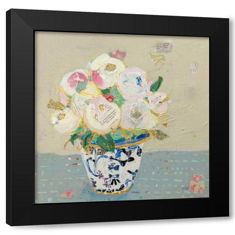 Kristens Peonies Neutral Black Modern Wood Framed Art Print with Double Matting by Day, Kellie