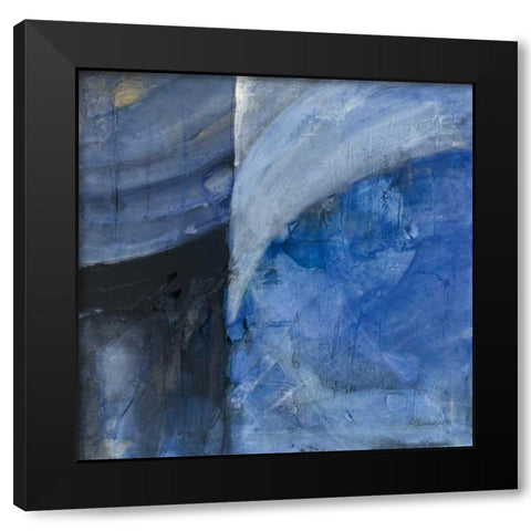 Blue Mood Black Modern Wood Framed Art Print with Double Matting by Hristova, Albena