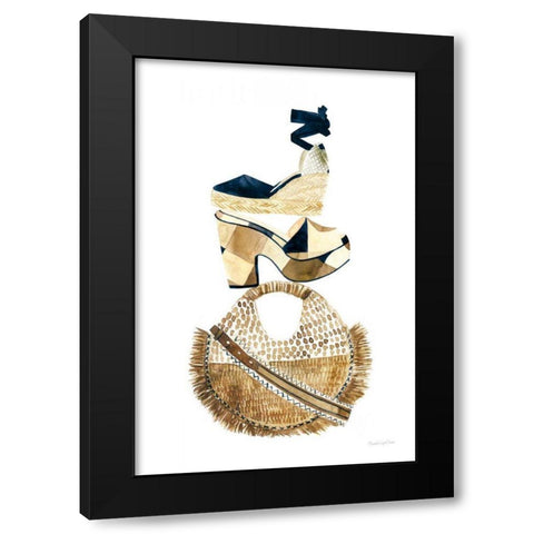 Beach Glam II Navy Black Modern Wood Framed Art Print by Charro, Mercedes Lopez