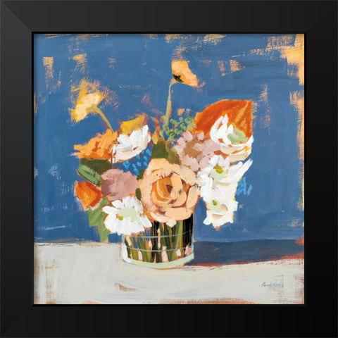 Peach and White Bouquet Black Modern Wood Framed Art Print by Munger, Pamela