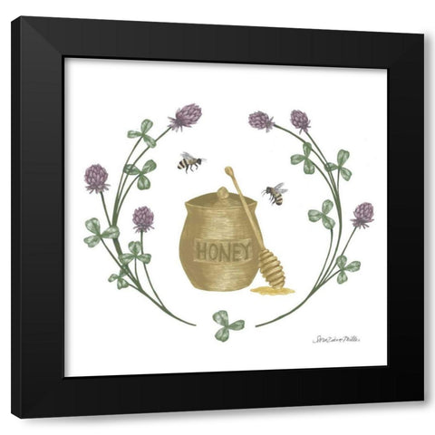 Happy to Bee Home IV Yellow Black Modern Wood Framed Art Print with Double Matting by Miller, Sara Zieve