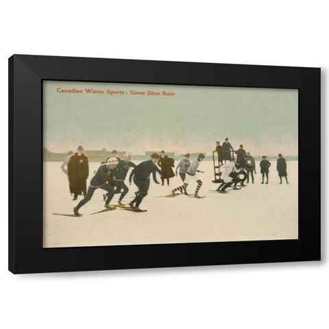 Snow Shoe Race Black Modern Wood Framed Art Print by Wild Apple Portfolio