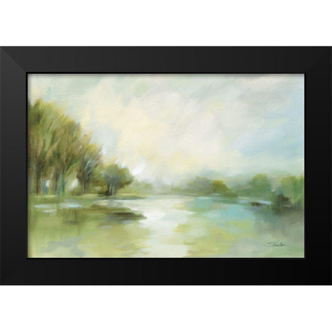 Lakeside Fog Sage Black Modern Wood Framed Art Print by Vassileva, Silvia