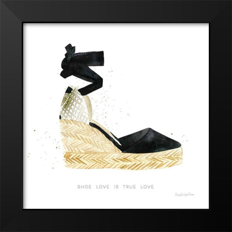 Shoe Love is True Love Black Modern Wood Framed Art Print by Charro, Mercedes Lopez
