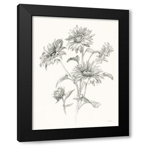 Farm Nostalgia Flowers I Dark Gray Black Modern Wood Framed Art Print with Double Matting by Nai, Danhui