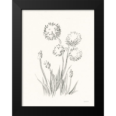 Farm Nostalgia Flowers II Dark Gray Black Modern Wood Framed Art Print by Nai, Danhui