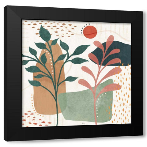 Abstract Blossom III Black Modern Wood Framed Art Print by Charron, Veronique