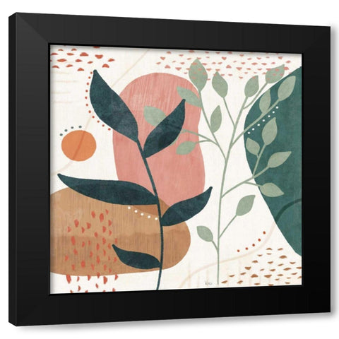 Abstract Blossom IV Black Modern Wood Framed Art Print with Double Matting by Charron, Veronique