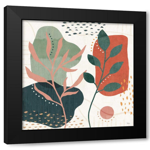 Abstract Blossom V Black Modern Wood Framed Art Print by Charron, Veronique