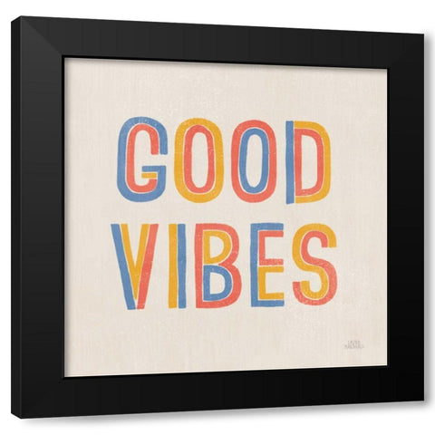 Retro Words I Hippiecurian Black Modern Wood Framed Art Print with Double Matting by Marshall, Laura