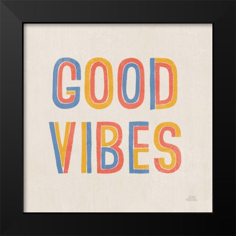 Retro Words I Hippiecurian Black Modern Wood Framed Art Print by Marshall, Laura