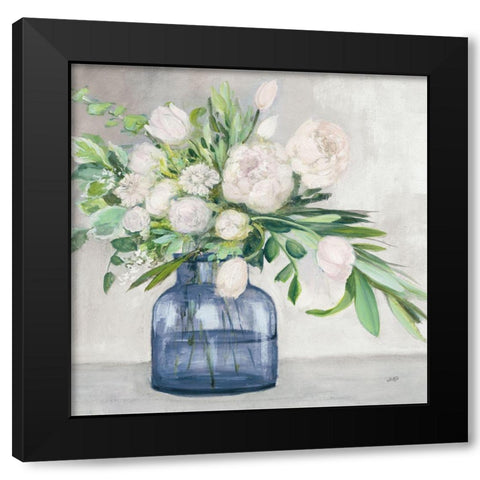 Spring Bouquet Indigo Black Modern Wood Framed Art Print by Purinton, Julia