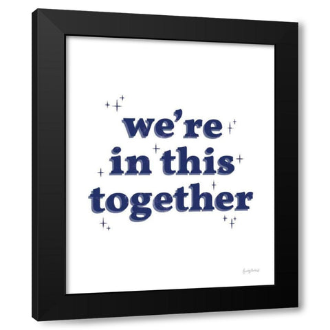 In This Together White Indigo Black Modern Wood Framed Art Print by Thorns, Becky