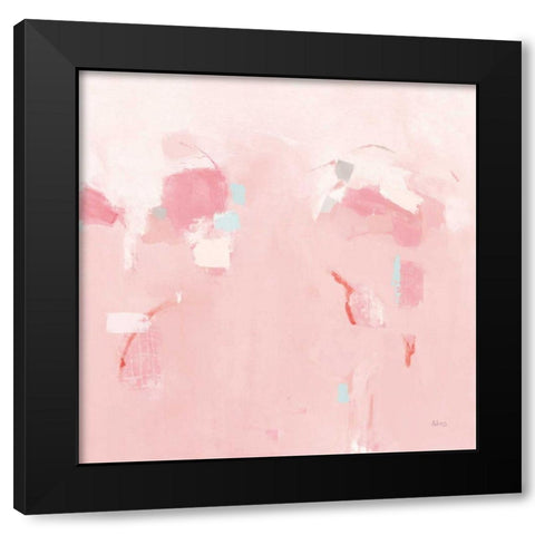Splash Pink Black Modern Wood Framed Art Print with Double Matting by Adams, Phyllis