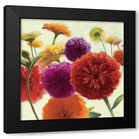 Pure Palette Zinnias Black Modern Wood Framed Art Print by Novak, Shirley