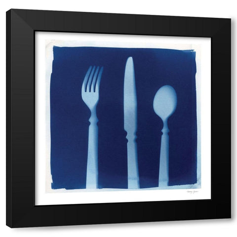 Cyanotype Kitchen VIII Black Modern Wood Framed Art Print with Double Matting by Green, Nancy