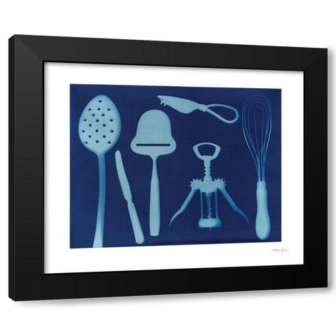 Cyanotype Kitchen XV Black Modern Wood Framed Art Print by Green, Nancy