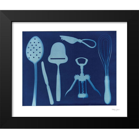 Cyanotype Kitchen XV Black Modern Wood Framed Art Print by Green, Nancy