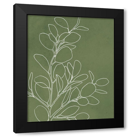 Eucalyptus I on Green Black Modern Wood Framed Art Print by Panganiban, Karyn