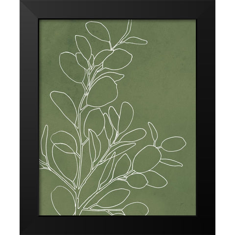 Eucalyptus I on Green Black Modern Wood Framed Art Print by Panganiban, Karyn
