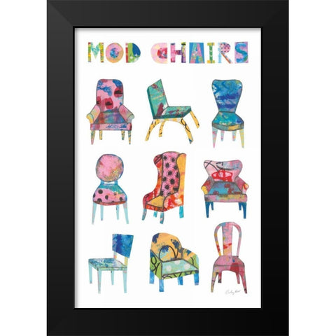 Mod Chairs Nine Up Black Modern Wood Framed Art Print by Prahl, Courtney