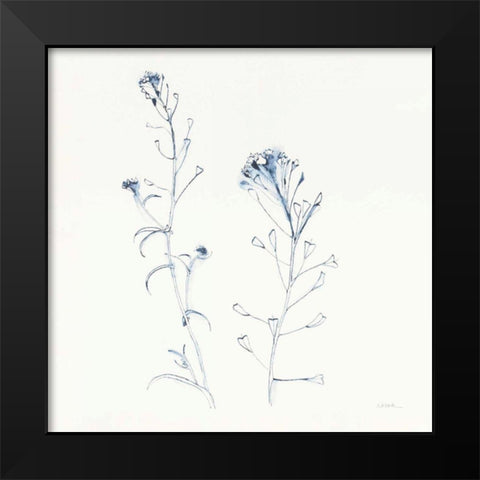 Shepherds Purse Stems II Blue Black Modern Wood Framed Art Print by Novak, Shirley