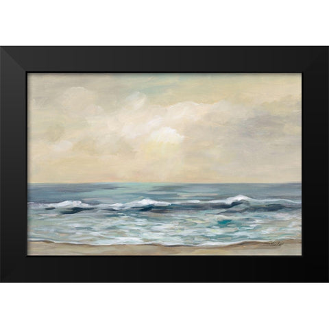 Gentle Waves Black Modern Wood Framed Art Print by Vassileva, Silvia