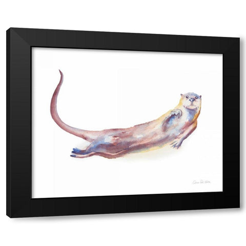 Swimming Otter I Black Modern Wood Framed Art Print with Double Matting by Valle, Aimee Del