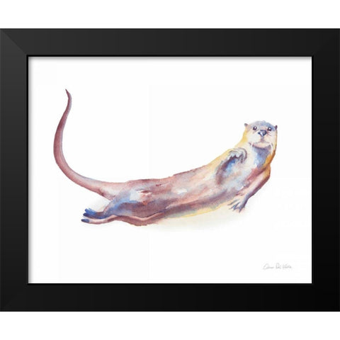 Swimming Otter I Black Modern Wood Framed Art Print by Valle, Aimee Del