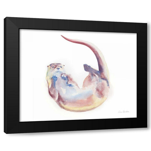 Swimming Otter II Black Modern Wood Framed Art Print by Valle, Aimee Del