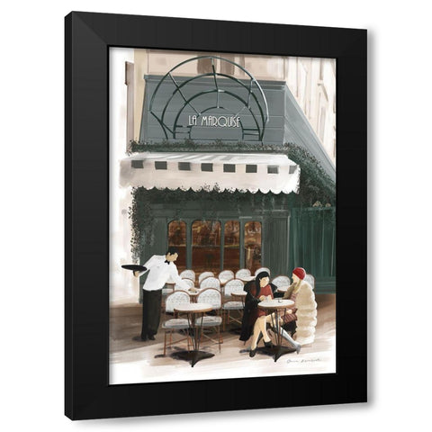 Paris Bistro Black Modern Wood Framed Art Print with Double Matting by Escalante, Omar