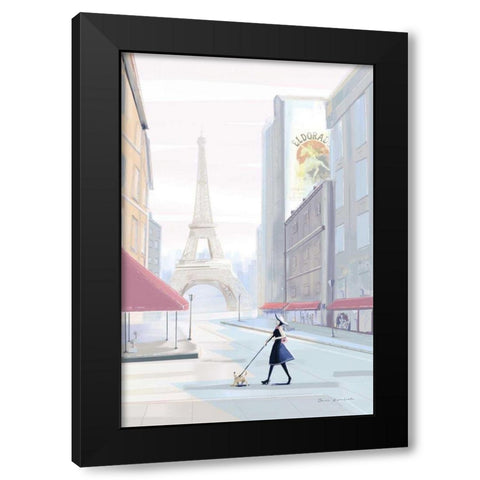 Paris Morning Walk Black Modern Wood Framed Art Print by Escalante, Omar
