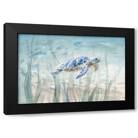 Undersea Turtle Black Modern Wood Framed Art Print with Double Matting by Nai, Danhui