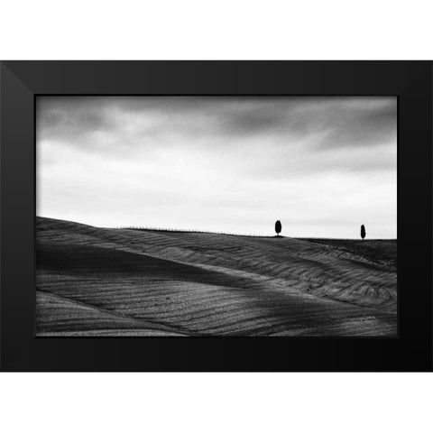 To the Horizon Black Modern Wood Framed Art Print by Aledanda