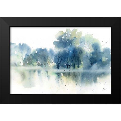 Blue Pond Reflections Black Modern Wood Framed Art Print by Pete, Katrina
