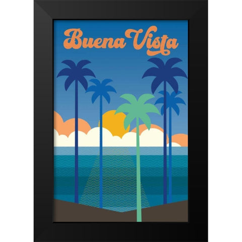 Buena Vista Clean Black Modern Wood Framed Art Print by Wild Apple Portfolio