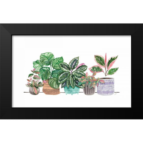 Happy House Plants I No Words Black Modern Wood Framed Art Print by Panganiban, Karyn