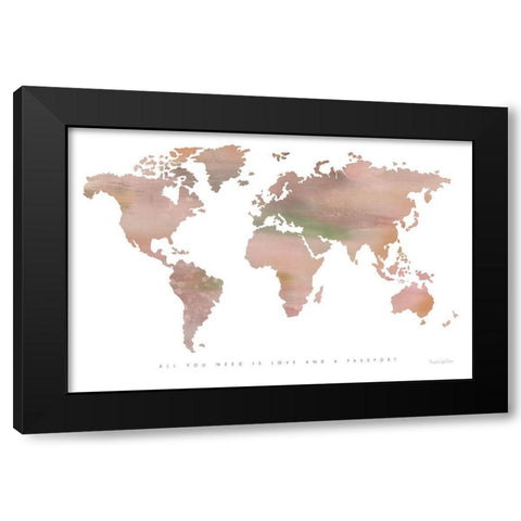 Passport to the World Black Modern Wood Framed Art Print by Charro, Mercedes Lopez