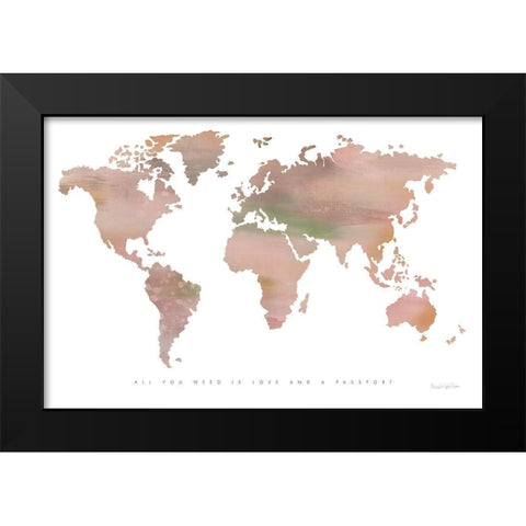 Passport to the World Black Modern Wood Framed Art Print by Charro, Mercedes Lopez