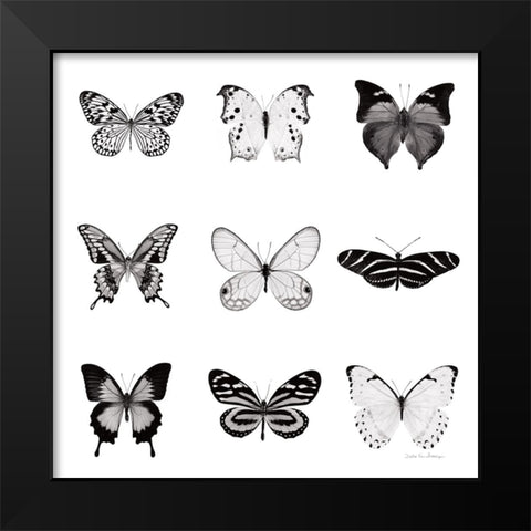 BW Butterfly Chart Black Modern Wood Framed Art Print by Van Swearingen, Debra