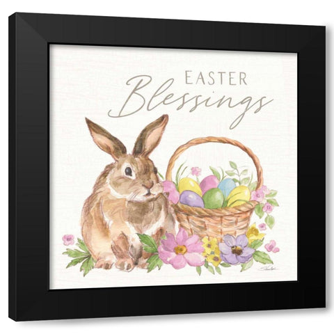 Happy Easter VI Bright Black Modern Wood Framed Art Print by Vassileva, Silvia