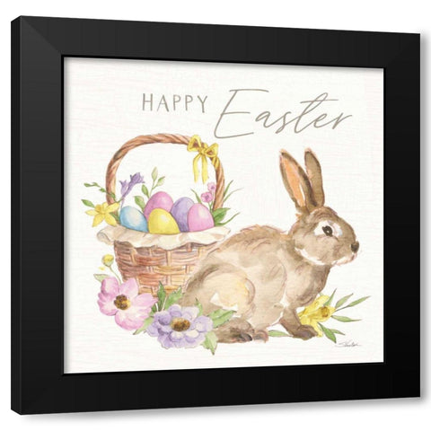 Happy Easter VII Bright Black Modern Wood Framed Art Print with Double Matting by Vassileva, Silvia