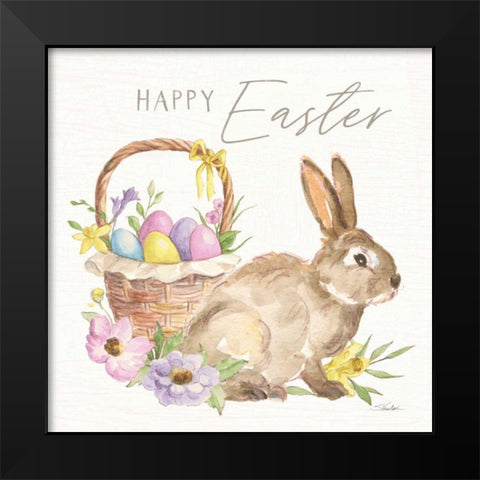 Happy Easter VII Bright Black Modern Wood Framed Art Print by Vassileva, Silvia