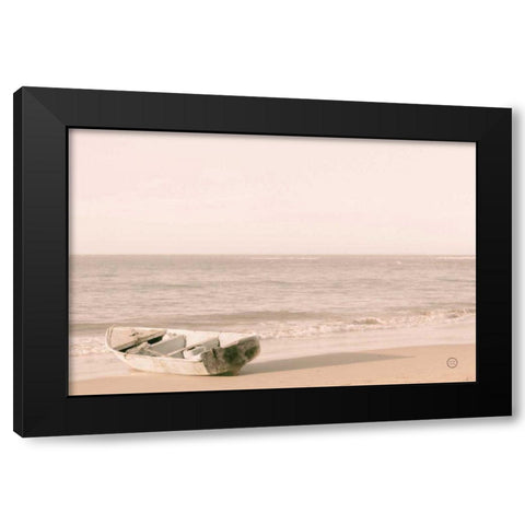 Fishing Boat at Sunset Black Modern Wood Framed Art Print by Larson, Nathan