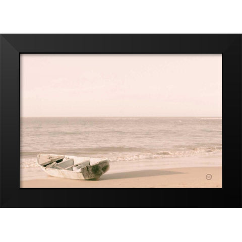 Fishing Boat at Sunset Black Modern Wood Framed Art Print by Larson, Nathan