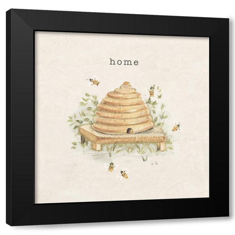 Garden Bees Black Modern Wood Framed Art Print by Blum, Cheri