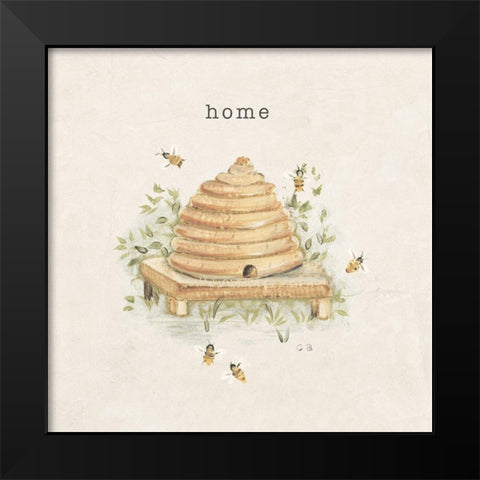 Garden Bees Black Modern Wood Framed Art Print by Blum, Cheri